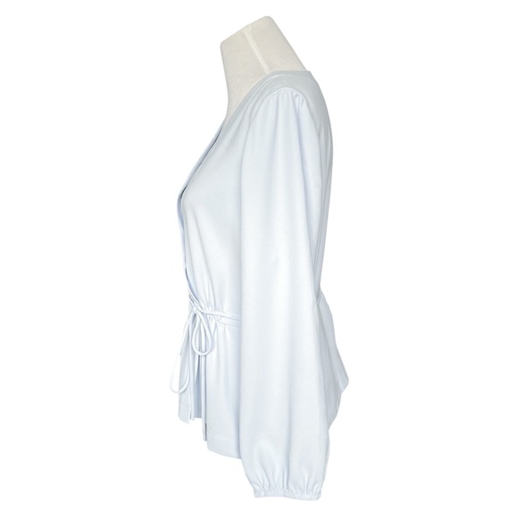 J. Crew Drapey crepe faux-wrap top Women’s 18 Light Blue - Picture 4 of 7